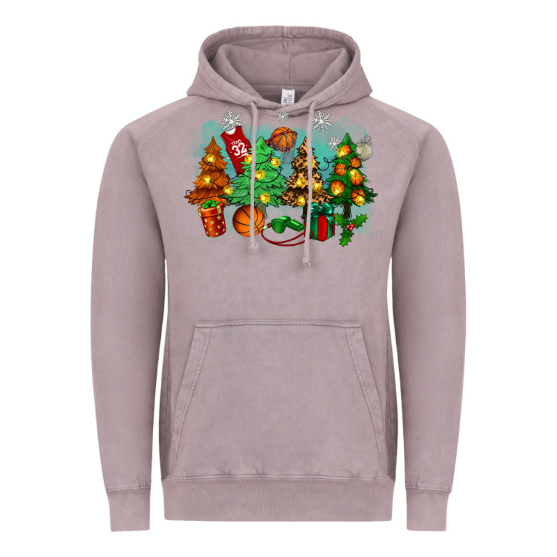 Christmas Trees With Basketball Vintage Hoodie by Zillion Design Studio | Teevron