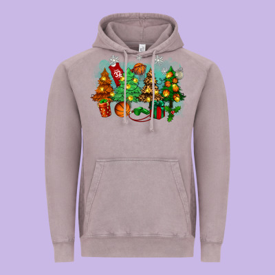 Christmas Trees With Basketball Vintage Hoodie Designed By Zillion Design Studio