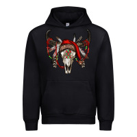 Black Western Christmas Bull Skull Urban Hoodie - RanaPortraitStore