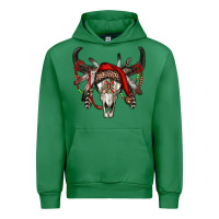 Emerald Western Christmas Bull Skull Urban Hoodie - RanaPortraitStore