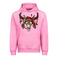 Fuchsia Pink Western Christmas Bull Skull Urban Hoodie - RanaPortraitStore