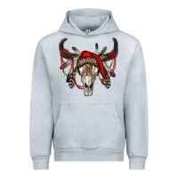 Heather Grey Western Christmas Bull Skull Urban Hoodie - RanaPortraitStore