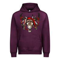Mauve Wine Western Christmas Bull Skull Urban Hoodie - RanaPortraitStore