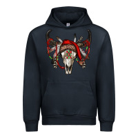 Navy Western Christmas Bull Skull Urban Hoodie - RanaPortraitStore