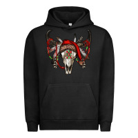Pigment Black Western Christmas Bull Skull Urban Hoodie - RanaPortraitStore