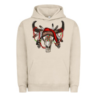 Pigment French Oak Western Christmas Bull Skull Urban Hoodie - RanaPortraitStore