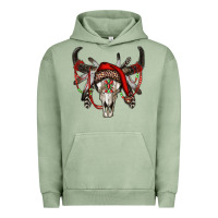 Pigment Oil Green Western Christmas Bull Skull Urban Hoodie - RanaPortraitStore