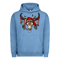 Pigment Pebble Blue Western Christmas Bull Skull Urban Hoodie - RanaPortraitStore