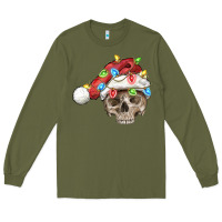 Army Green Christmas skull with santa hat Long Sleeve Tee - FaDigitalArtStudio