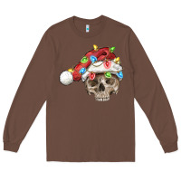 Chestnut Christmas skull with santa hat Long Sleeve Tee - FaDigitalArtStudio