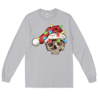 Moon Dust Christmas skull with santa hat Long Sleeve Tee - FaDigitalArtStudio