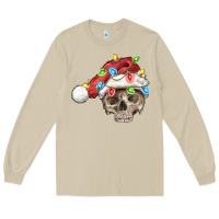 Mushroom Christmas skull with santa hat Long Sleeve Tee - FaDigitalArtStudio