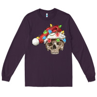 Plum Christmas skull with santa hat Long Sleeve Tee - FaDigitalArtStudio