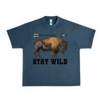 Midnight Navy stay wild bison Urban Heavy Tee - RanaPortraitStore