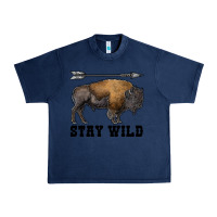 Navy stay wild bison Urban Heavy Tee - RanaPortraitStore