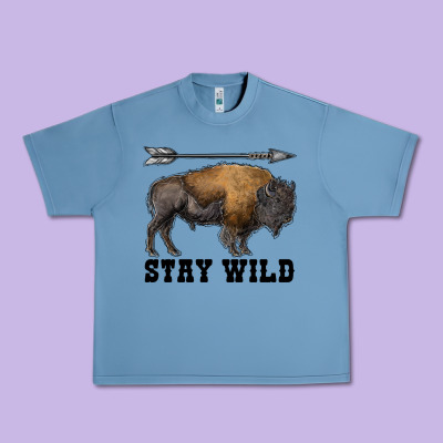 Stay Wild Bison Urban Heavy Tee Designed By Ranaportraitstore