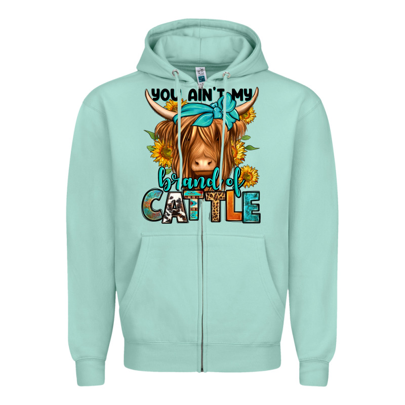 You Ain't My Brand Of Cattle Longhaired Cow Zipper Hoodie by Jasminsmagicworld | Teevron