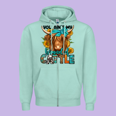 You Ain't My Brand Of Cattle Longhaired Cow Zipper Hoodie Designed By Jasminsmagicworld