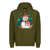 Army Green christmas snowman Premium Hoodie - MaliasSmallBusiness