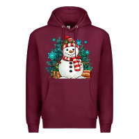 Burgundy christmas snowman Premium Hoodie - MaliasSmallBusiness