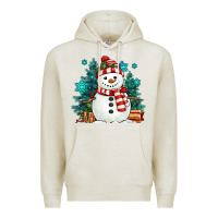 Oatmeal Heather christmas snowman Premium Hoodie - MaliasSmallBusiness