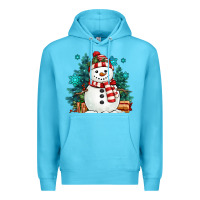 Ocean Blue christmas snowman Premium Hoodie - MaliasSmallBusiness