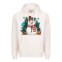 Pale Pink christmas snowman Premium Hoodie - MaliasSmallBusiness