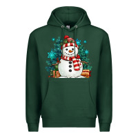 Sports Green christmas snowman Premium Hoodie - MaliasSmallBusiness