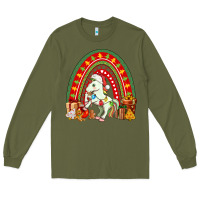 Army Green Christmas Unicorn Rainbow Long Sleeve Tee - FaDigitalArtStudio