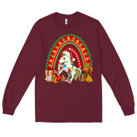 Burgundy Christmas Unicorn Rainbow Long Sleeve Tee - FaDigitalArtStudio