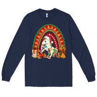 Navy Christmas Unicorn Rainbow Long Sleeve Tee - FaDigitalArtStudio