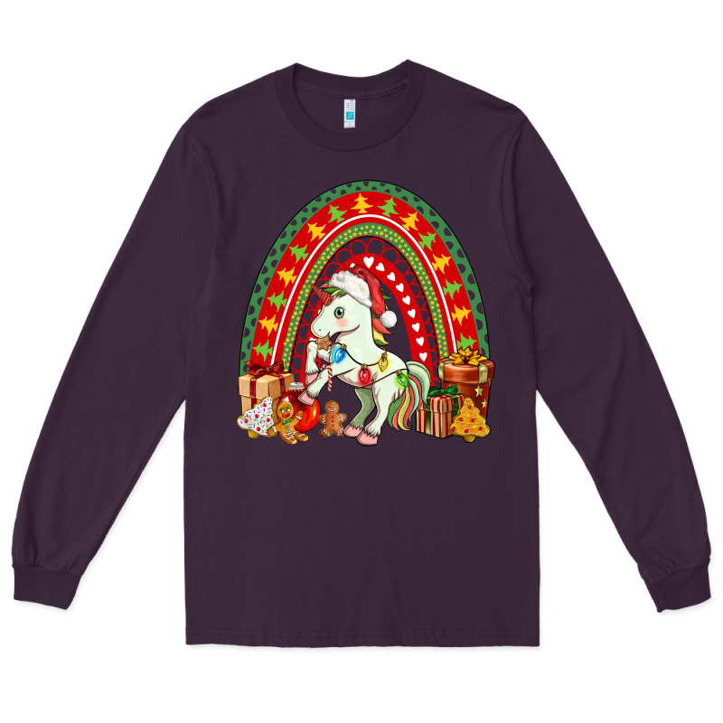 Christmas Unicorn Rainbow Long Sleeve Tee by FaDigitalArtStudio | Teevron