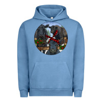 Pigment Pebble Blue Black Angus Family Urban Hoodie - RanaPortraitStore