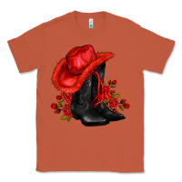 Copper valentines day cowboy boots red  and roses Classic Tee - AdoDesignShop
