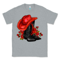 Heather Grey valentines day cowboy boots red  and roses Classic Tee - AdoDesignShop