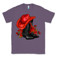 Lavender valentines day cowboy boots red  and roses Classic Tee - AdoDesignShop