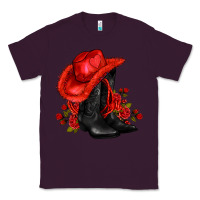 Plum valentines day cowboy boots red  and roses Classic Tee - AdoDesignShop