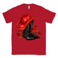 Red valentines day cowboy boots red  and roses Classic Tee - AdoDesignShop