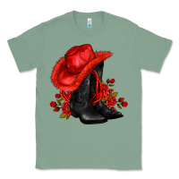 Sage valentines day cowboy boots red  and roses Classic Tee - AdoDesignShop