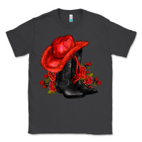 Smoke valentines day cowboy boots red  and roses Classic Tee - AdoDesignShop