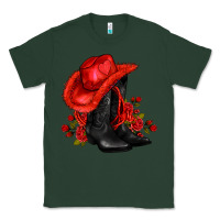 Sports Green valentines day cowboy boots red  and roses Classic Tee - AdoDesignShop