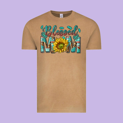 Western Blessed Mom With Sunflower Vintage Tee Designed By Texasbilliewilder