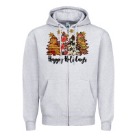 Heather Grey happy holidays Zipper Hoodie - JahusDesignShop