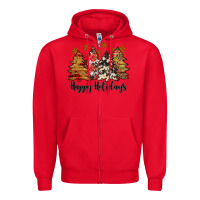 Red happy holidays Zipper Hoodie - JahusDesignShop