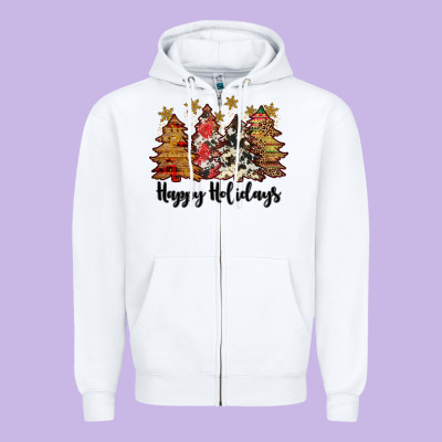 Happy Holidays Zipper Hoodie Designed By Jahusdesignshop