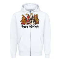 White happy holidays Zipper Hoodie - JahusDesignShop
