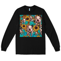 Black cute pig with patches seamless pattern Long Sleeve Tee - HRA Design Shop