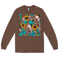 Chestnut cute pig with patches seamless pattern Long Sleeve Tee - HRA Design Shop