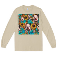 Mushroom cute pig with patches seamless pattern Long Sleeve Tee - HRA Design Shop