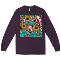 Plum cute pig with patches seamless pattern Long Sleeve Tee - HRA Design Shop